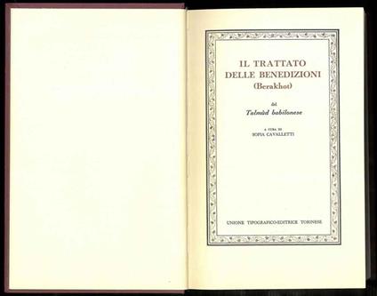 Il trattato delle benedizioni (Berakhot) del Talmùd babilonese - Sofia Cavalletti - copertina