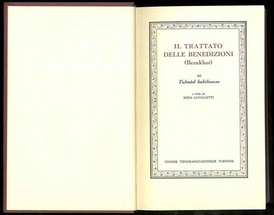 Il trattato delle benedizioni (Berakhot) del Talmùd babilonese - Sofia Cavalletti - copertina