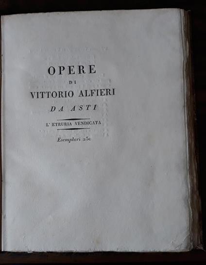 L' Etruria vendicata. Poemetto - Vittorio Alfieri - copertina