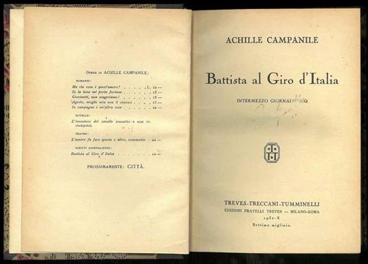 Battista al Giro d'Italia. Intermezzo giornalistico - Achille Campanile - copertina