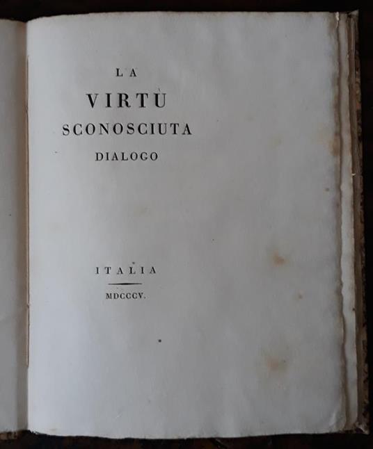 La Virtù Sconosciuta. Dialogo - Vittorio Alfieri - copertina