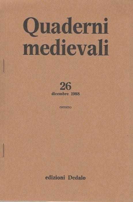 Quaderni medievali - n. 26, Dicembre 1988 - estratto - Matteo Sanfilippo - copertina