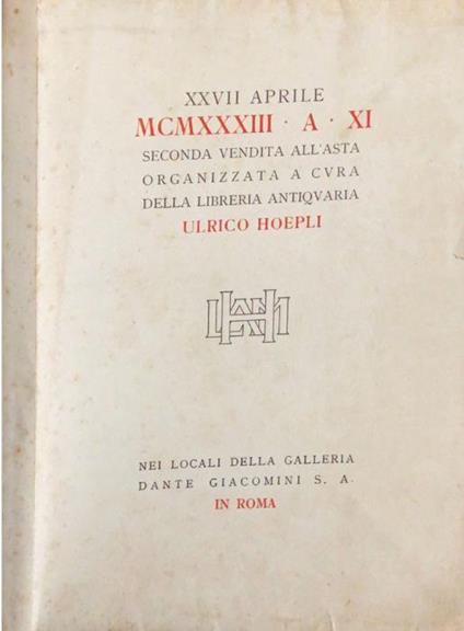Incunabili manoscritti, autografi, libri illustrati dal secolo XVI al XIX - copertina