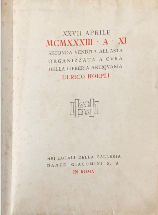 Incunabili manoscritti, autografi, libri illustrati dal secolo XVI al XIX - copertina