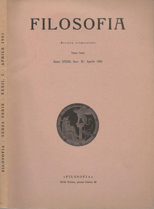 Filosofia Anno XXXII, fasc. II 1981 - copertina