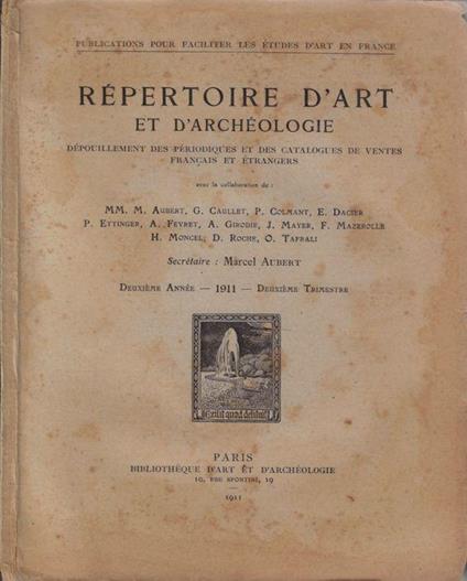 Répertoire d'art et d'archéologie II année 1911 deuxième trimestre - copertina
