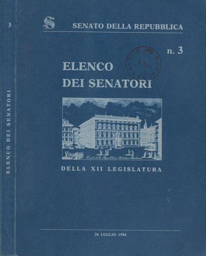 Elenco dei Senatori della XII Legislatura - copertina