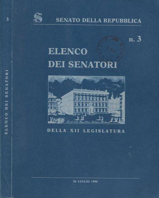 Elenco dei Senatori della XII Legislatura - copertina
