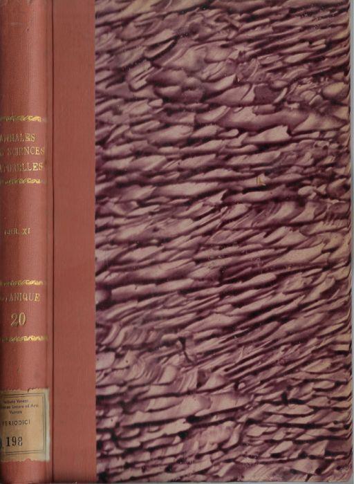 Annales des sciences naturelles botanique et biologie végetale XI série tome XX 1959 - copertina