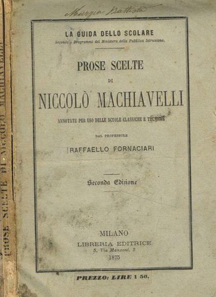 Prose scelte - Niccolò Machiavelli - copertina