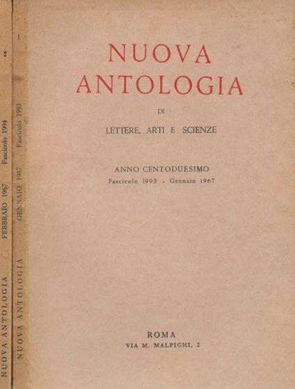 Nuova antologia di lettere, arti e scienze Anno 102°, fasc.1993,1994-1967 - copertina