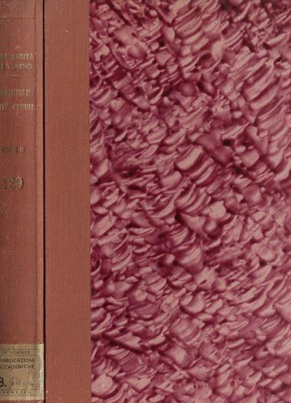 Università di Torino Memorie dell'Istituto Giuridico serie II memoria CXXIX - copertina