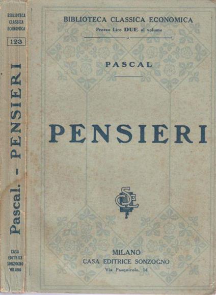 Pensieri - Blaise Pascal - copertina