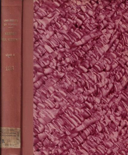 Università di Torino Memorie dell'Istituto Giuridico serie II memoria CXXVI - copertina