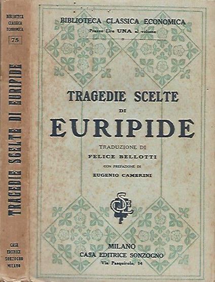 Tragedie scelte - Euripide - copertina