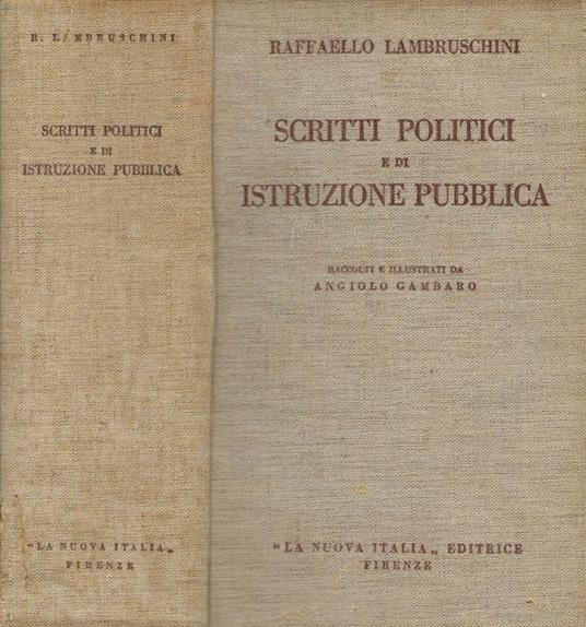 Scritti politici e di istruzione pubblica - Raffaello Lambruschini - copertina