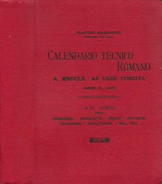 Calendario Tecnico Romano - copertina