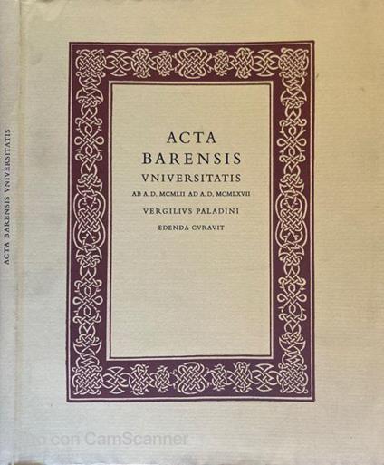 Acta Barensis Universitatis - Virgilio Paladini - copertina