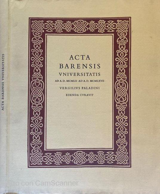 Acta Barensis Universitatis - Virgilio Paladini - copertina