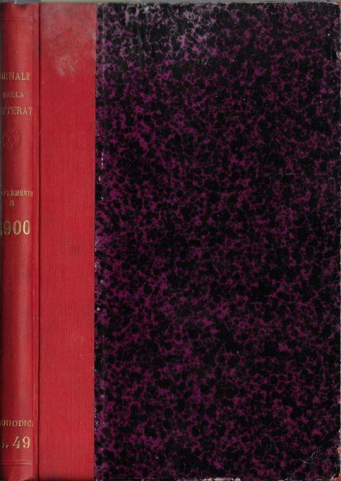 Giornale storico della letteratura italiana supplemnto N. 3 1900 - Francesco Novati - copertina