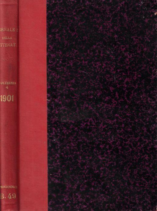 Giornale storico della letteratura italiana supplemnto N. 4 1901 - Francesco Novati - copertina
