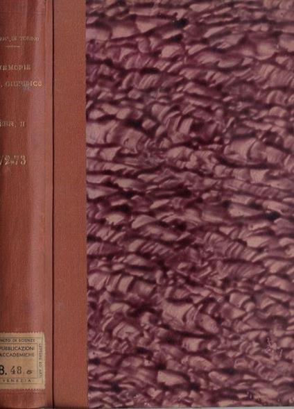 Università di Torino Memorie dell'Istituto Giuridico serie II memorie LXXII-LXXIII - copertina