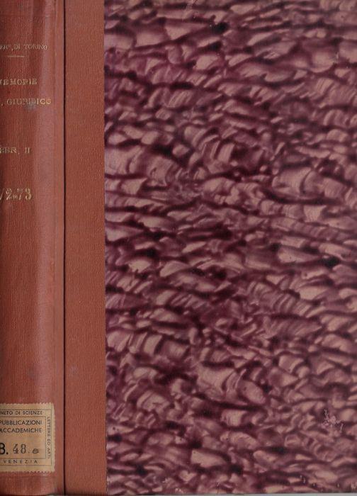 Università di Torino Memorie dell'Istituto Giuridico serie II memorie LXXII-LXXIII - copertina