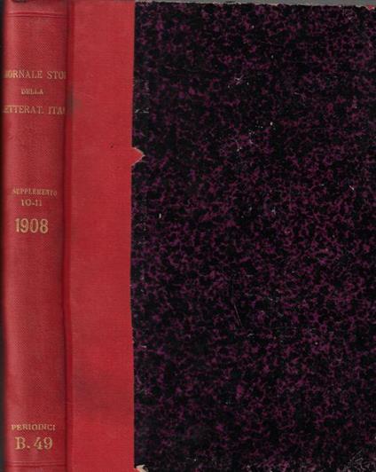Giornale storico della letteratura italiana supplemnto N. 10-11 1908 - Francesco Novati - copertina
