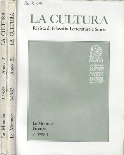 La cultura anno 1983 N. 1, 2 - Guido Calogero - copertina