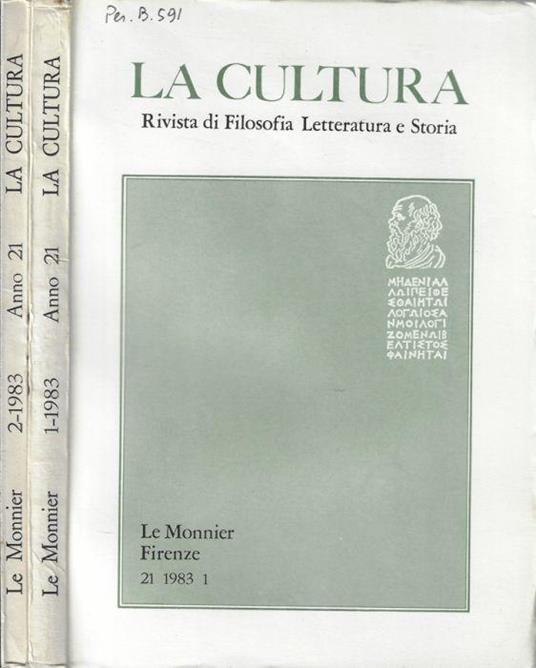 La cultura anno 1983 N. 1, 2 - Guido Calogero - copertina