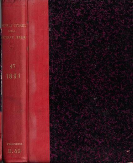 Giornale storico della letteratura italiana volume XVII 1891 - Francesco Novati - copertina
