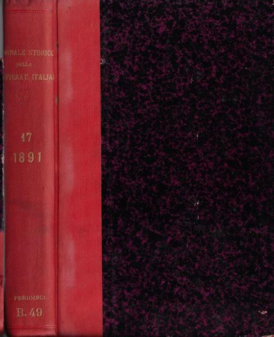 Giornale storico della letteratura italiana volume XVII 1891 - Francesco Novati - copertina