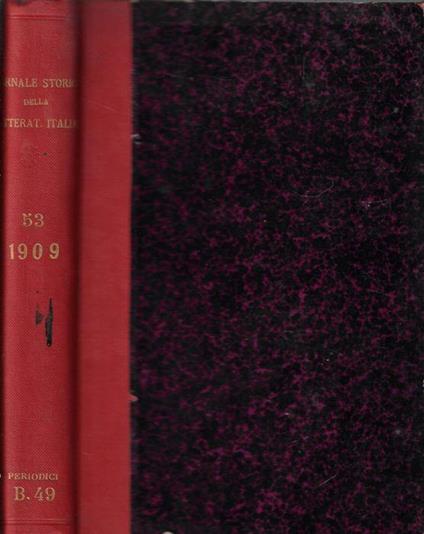 Giornale storico della letteratura italiana volume LIII 1909 - Francesco Novati - copertina
