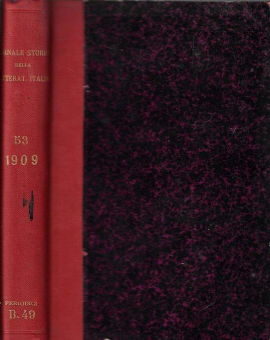 Giornale storico della letteratura italiana volume LIII 1909 - Francesco Novati - copertina