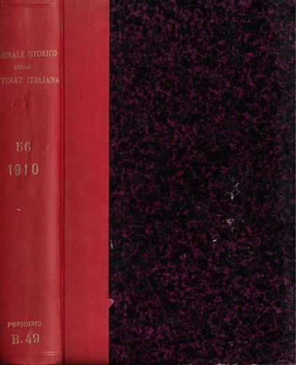 Giornale storico della letteratura italiana volume LVI 1910 - Francesco Novati - copertina