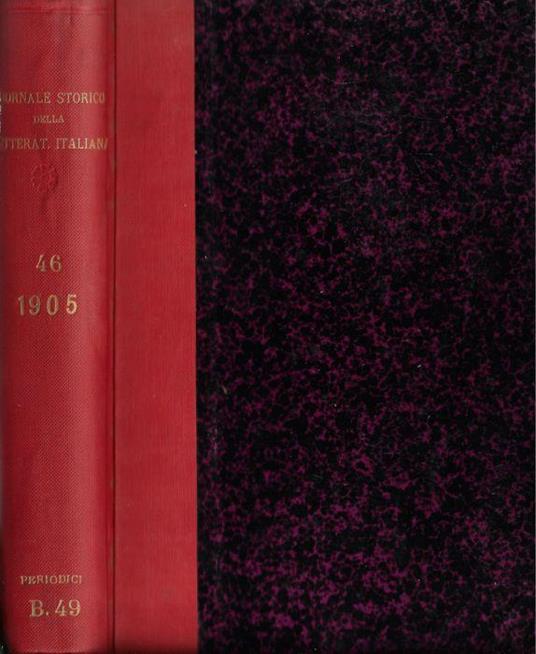 Giornale storico della letteratura italiana volume XLVI 1905 - Francesco Novati - copertina