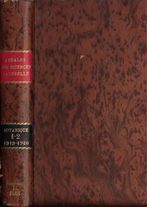 Annales des sciences naturelles botanique IX série tome I-II 1919-1920 - copertina