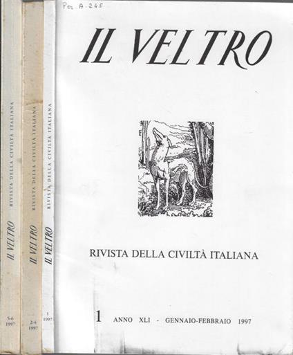 Il Veltro anno 1997 N. 1, 2-4, 5-6 - Vincenzo Cappelletti - copertina