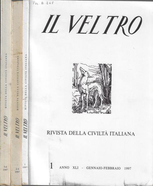 Il Veltro anno 1997 N. 1, 2-4, 5-6 - Vincenzo Cappelletti - copertina