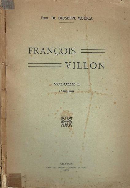 Francois Villon - Giuseppe Modica - copertina