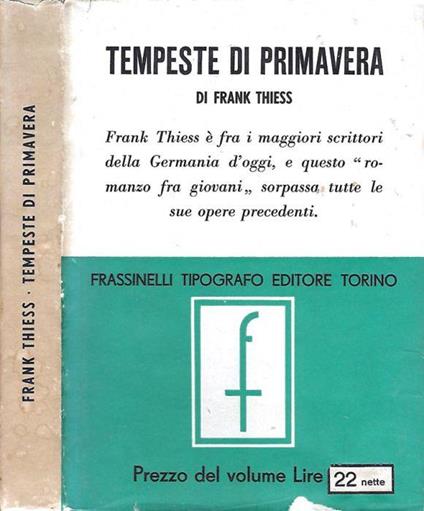 Tempeste Di Primavera - Frank Thiess - copertina