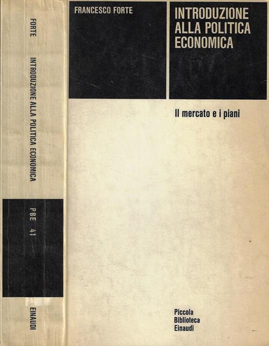 Introduzione alla politica economica - Francesco Forte - copertina