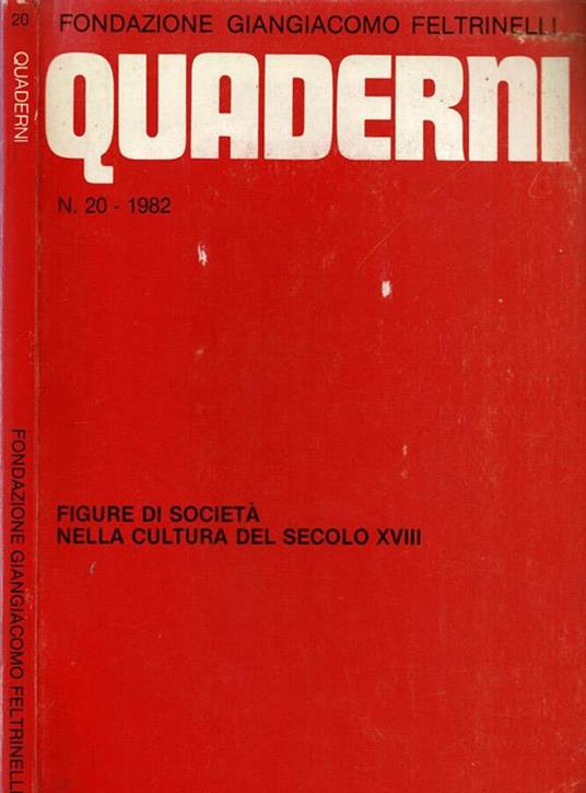 Quaderni - 1982, n. 20. Figure di Società nella cultura del secolo XVIII - copertina
