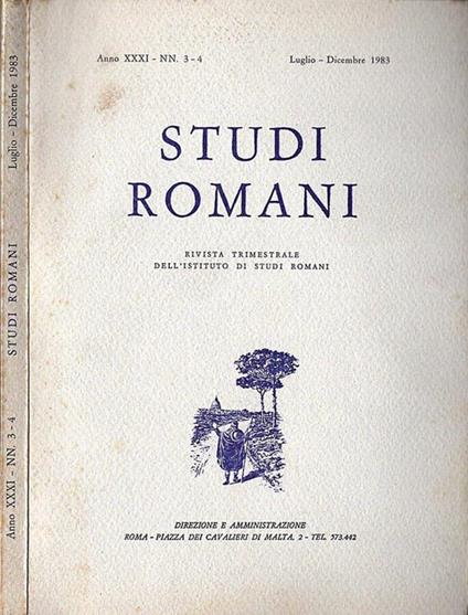 Studi Romani. Anno XXXI n. 3 - 4 - copertina