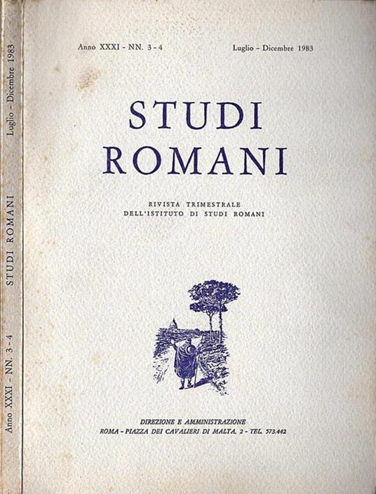 Studi Romani. Anno XXXI n. 3 - 4 - copertina