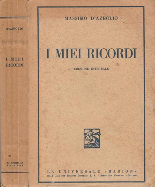 I miei ricordi - Massimo D'Azeglio - copertina