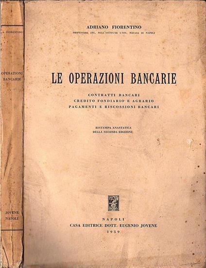 Le operazioni bancarie - Adriano Fiorentino - copertina