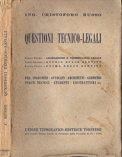 Questioni Tecnico - Legali - Cristoforo Russo - copertina