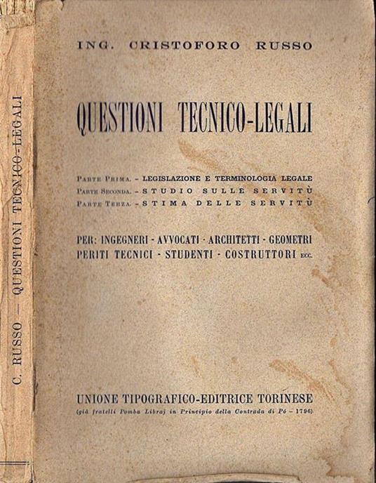 Questioni Tecnico - Legali - Cristoforo Russo - copertina