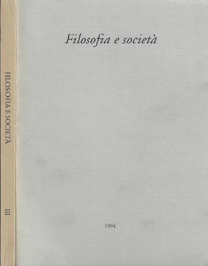 Filosofia e società Volume XI 1994 - copertina